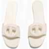imageCoutgo Womens Dressy Flat Sandals Open Toe Slip on Leather Summer Beach Slide SandalsBeige