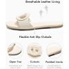 imageCoutgo Womens Dressy Flat Sandals Open Toe Slip on Leather Summer Beach Slide SandalsBeige