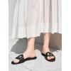 imageCoutgo Womens Dressy Flat Sandals Open Toe Slip on Leather Summer Beach Slide SandalsBlack