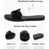 imageCoutgo Womens Dressy Flat Sandals Open Toe Slip on Leather Summer Beach Slide SandalsBlack