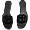 imageCoutgo Womens Dressy Flat Sandals Open Toe Slip on Leather Summer Beach Slide SandalsBlack