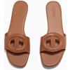 imageCoutgo Womens Dressy Flat Sandals Open Toe Slip on Leather Summer Beach Slide SandalsBrown