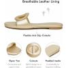 imageCoutgo Womens Dressy Flat Sandals Open Toe Slip on Leather Summer Beach Slide SandalsGold