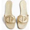 imageCoutgo Womens Dressy Flat Sandals Open Toe Slip on Leather Summer Beach Slide SandalsGold