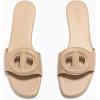 imageCoutgo Womens Dressy Flat Sandals Open Toe Slip on Leather Summer Beach Slide SandalsKhaki