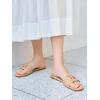 imageCoutgo Womens Dressy Flat Sandals Open Toe Slip on Leather Summer Beach Slide SandalsKhaki