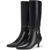 imageCoutgo Womens Kitten Heel Knee High Boots Pointed Toe Tall Boots Pull On Winter Dress Long Boot ShoesBlack