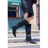 imageCoutgo Womens Kitten Heel Knee High Boots Pointed Toe Tall Boots Pull On Winter Dress Long Boot ShoesBlack