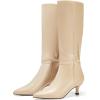 imageCoutgo Womens Kitten Heel Knee High Boots Pointed Toe Tall Boots Pull On Winter Dress Long Boot ShoesKhaki