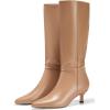 imageCoutgo Womens Kitten Heel Knee High Boots Pointed Toe Tall Boots Pull On Winter Dress Long Boot ShoesLight Brown