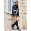 imageCoutgo Womens Kitten Heel Knee High Boots Wide Calf Square Toe Leather Boot Shoes with ZipperBlack