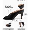 imageCoutgo Womens Kitten Heels Mules Open Peep Toe Slide Sandals Slip On Summer Dress ShoesBlack
