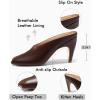 imageCoutgo Womens Kitten Heels Mules Open Peep Toe Slide Sandals Slip On Summer Dress ShoesCoffee