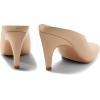 imageCoutgo Womens Kitten Heels Mules Open Peep Toe Slide Sandals Slip On Summer Dress ShoesKhaki