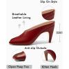 imageCoutgo Womens Kitten Heels Mules Open Peep Toe Slide Sandals Slip On Summer Dress ShoesRed