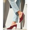 imageCoutgo Womens Kitten Heels Mules Open Peep Toe Slide Sandals Slip On Summer Dress ShoesRed