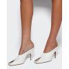 imageCoutgo Womens Kitten Heels Mules Open Peep Toe Slide Sandals Slip On Summer Dress ShoesWhite