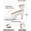 imageCoutgo Womens Kitten Heels Mules Open Peep Toe Slide Sandals Slip On Summer Dress ShoesWhite