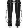 imageCoutgo Womens Knee High Boots Sexy Pointed Toe Stiletto High Heel Rivet Zipper Winter Motorcycle Tall Boot ShoesBlack