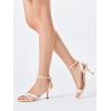 imageCoutgo Womens Pearl Kitten Heels Sandals Square Open Toe Dress Sandals Ankle Strap Satin Wedding Party Summer SandalsChampagne