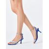 imageCoutgo Womens Pearl Kitten Heels Sandals Square Open Toe Dress Sandals Ankle Strap Satin Wedding Party Summer SandalsRoyal Blue