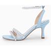 imageCoutgo Womens Pearl Kitten Heels Sandals Square Open Toe Dress Sandals Ankle Strap Satin Wedding Party Summer SandalsSky Blue