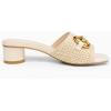 imageCoutgo Womens Slide Sandals Square Open Toe Slip on Comfortable Mules Block Low Heel Metal Chain Dressy ShoesApricot