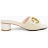 imageCoutgo Womens Slide Sandals Square Open Toe Slip on Comfortable Mules Block Low Heel Metal Chain Dressy ShoesCream White