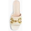imageCoutgo Womens Slide Sandals Square Open Toe Slip on Comfortable Mules Block Low Heel Metal Chain Dressy ShoesCream White