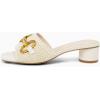 imageCoutgo Womens Slide Sandals Square Open Toe Slip on Comfortable Mules Block Low Heel Metal Chain Dressy ShoesCream White