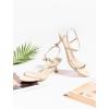imageCoutgo Womens Strappy Heeled Sandals Kitten Low Heel Open Toe Ankle Strap Party Wedding Dress ShoesBeige