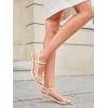 imageCoutgo Womens Strappy Heeled Sandals Kitten Low Heel Open Toe Ankle Strap Party Wedding Dress ShoesBeige