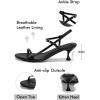imageCoutgo Womens Strappy Heeled Sandals Kitten Low Heel Open Toe Ankle Strap Party Wedding Dress ShoesBlack
