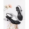 imageCoutgo Womens Strappy Heeled Sandals Kitten Low Heel Open Toe Ankle Strap Party Wedding Dress ShoesBlack