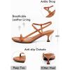 imageCoutgo Womens Strappy Heeled Sandals Kitten Low Heel Open Toe Ankle Strap Party Wedding Dress ShoesDark Brown