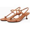 imageCoutgo Womens Strappy Heeled Sandals Kitten Low Heel Open Toe Ankle Strap Party Wedding Dress ShoesDark Brown