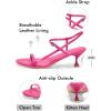 imageCoutgo Womens Strappy Heeled Sandals Kitten Low Heel Open Toe Ankle Strap Party Wedding Dress ShoesHot Pink