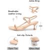 imageCoutgo Womens Strappy Heeled Sandals Kitten Low Heel Open Toe Ankle Strap Party Wedding Dress ShoesNude Pink