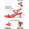 imageCoutgo Womens Strappy Heeled Sandals Kitten Low Heel Open Toe Ankle Strap Party Wedding Dress ShoesRed