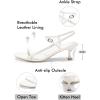 imageCoutgo Womens Strappy Heeled Sandals Kitten Low Heel Open Toe Ankle Strap Party Wedding Dress ShoesWhite