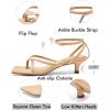 imageCoutgo Womens Strappy Low Kitten Heels Sandals Open Square Toe Flip Flop Summer Dress Party ShoesNude