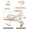 imageCoutgo Womens Strappy Low Kitten Heels Sandals Open Square Toe Flip Flop Summer Dress Party ShoesWhite