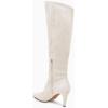 imageCoutgo Womens Wide Calf Knee High Boots Stiletto High Heel Pointed Toe Side Zipper Suede Long Boots Winter ShoesBeige