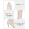 imageCoutgo Womens Wide Calf Knee High Boots Stiletto High Heel Pointed Toe Side Zipper Suede Long Boots Winter ShoesBeige