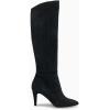 imageCoutgo Womens Wide Calf Knee High Boots Stiletto High Heel Pointed Toe Side Zipper Suede Long Boots Winter ShoesBlack