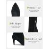 imageCoutgo Womens Wide Calf Knee High Boots Stiletto High Heel Pointed Toe Side Zipper Suede Long Boots Winter ShoesBlack