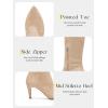 imageCoutgo Womens Wide Calf Knee High Boots Stiletto High Heel Pointed Toe Side Zipper Suede Long Boots Winter ShoesKhaki