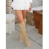 imageCoutgo Womens Wide Calf Knee High Boots Stiletto High Heel Pointed Toe Side Zipper Suede Long Boots Winter ShoesLight Brown