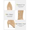 imageCoutgo Womens Wide Calf Knee High Boots Stiletto High Heel Pointed Toe Side Zipper Suede Long Boots Winter ShoesLight Brown