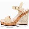 imageWomens Espadrille Wedge Platform Sandals Open Toe Ankle Buckle Strap Casual Summer ShoesLight Khaki